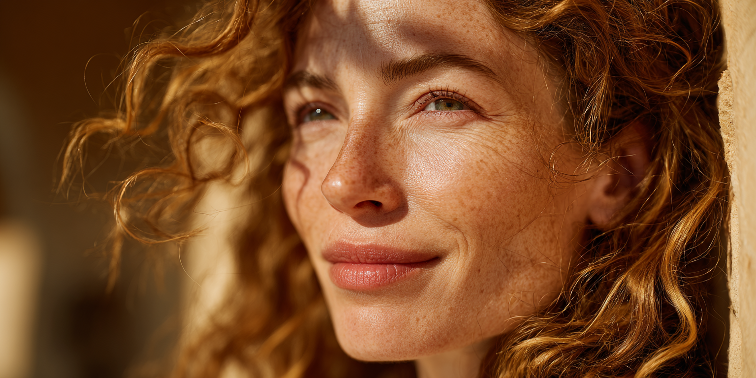 Vrouw kijkt ontspannen voor zich uit | Living Skin
