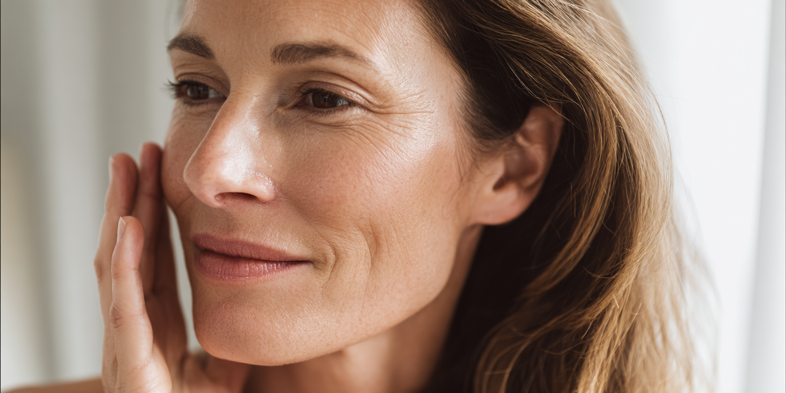 Vrouw brengt natuurlijke gezichtsverzorging aan op haar gezicht